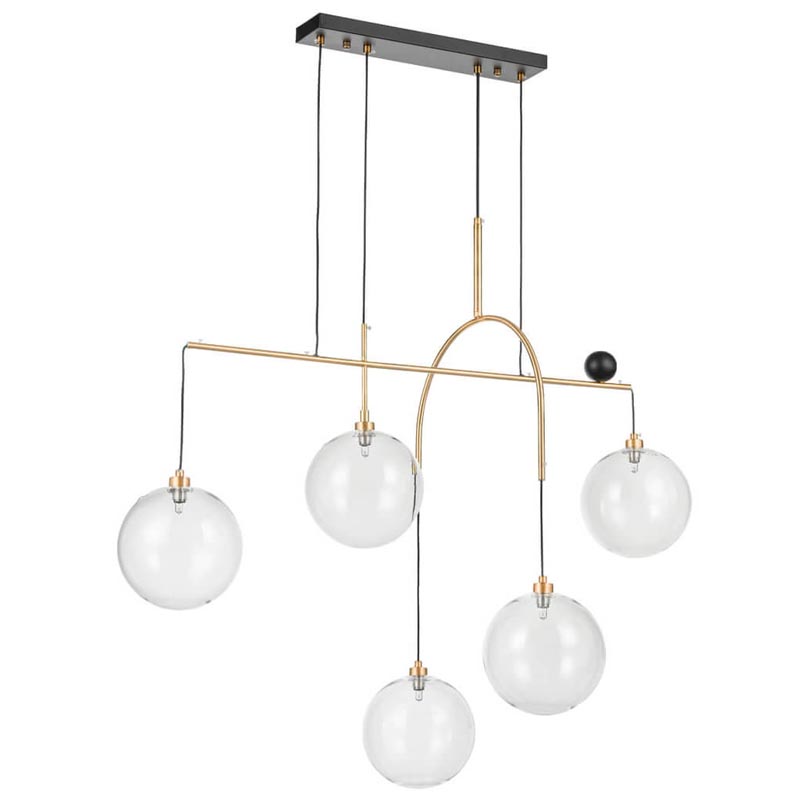 Люстра Five Hanging Balls Chandelier Золотой Прозрачный Черный Люстра Five Hanging Balls Chandelier Золотой Прозрачный Черный в Костроме | Loft Concept