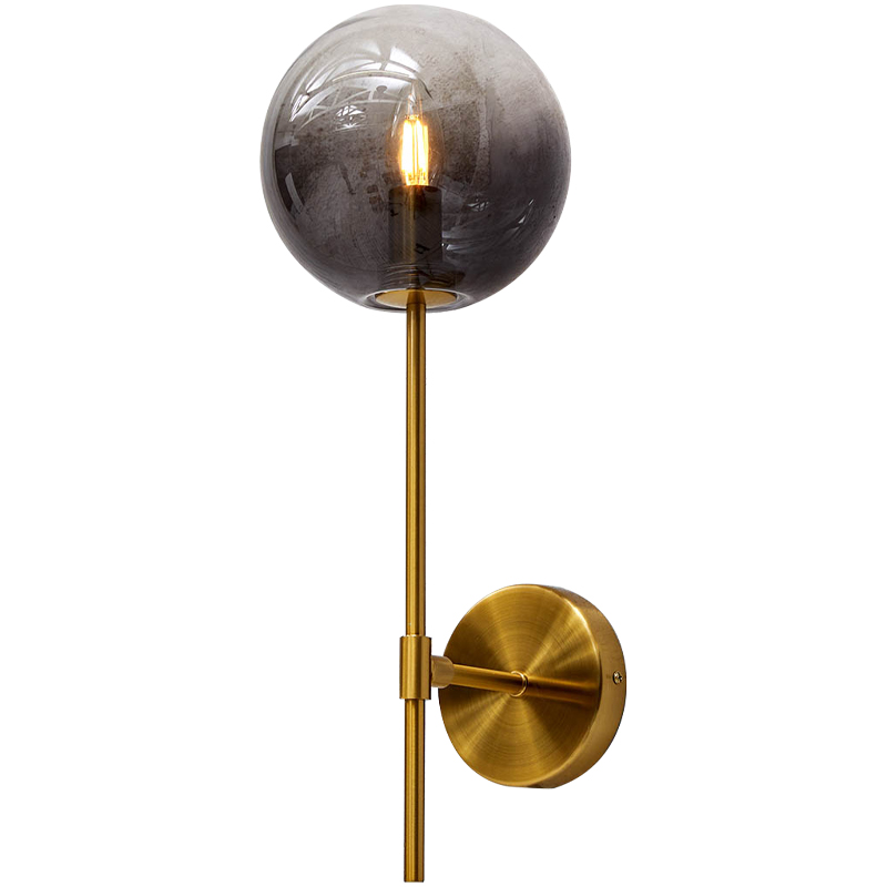Бра стеклянный плафон шар Urmila Wall Lamp Серое стекло Золотой Серый Бра стеклянный плафон шар Urmila Wall Lamp Серое стекло Золотой Серый в Костроме | Loft Concept