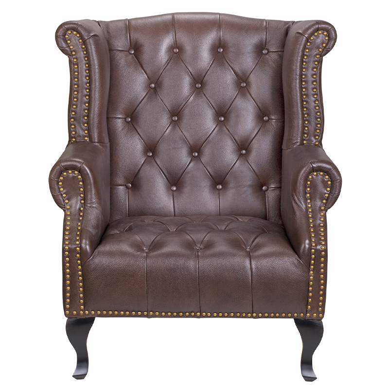 Кресло из натуральной кожи на 4-х деревянных ножках из массива бука Thomas Armchair brown Коричневый Черный Кресло из натуральной кожи на 4-х деревянных ножках из массива бука Thomas Armchair brown Коричневый Черный в Костроме | Loft Concept