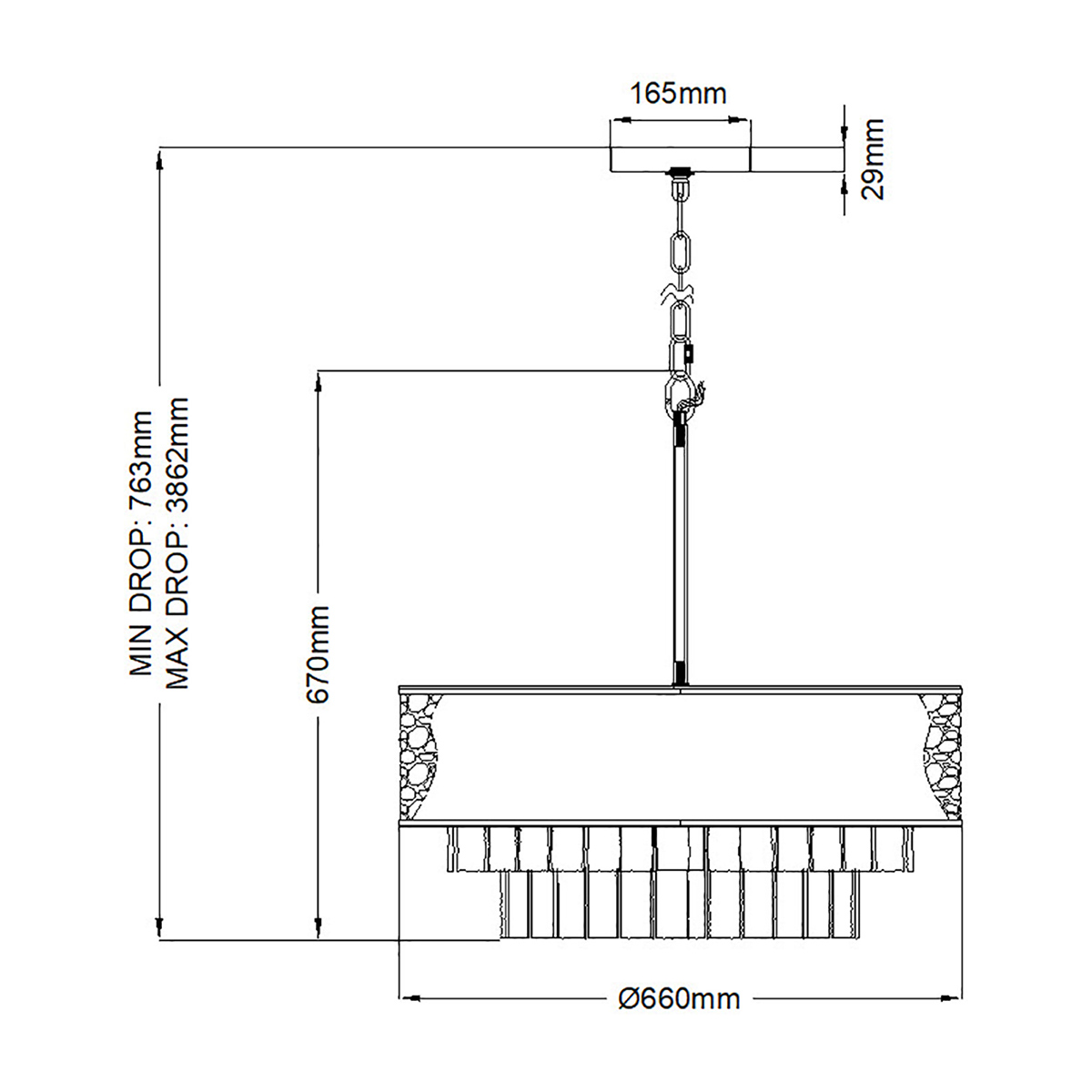 Люстра круглая с подвесками из текстурированного стекла молочного цвета Hinkley в Костроме