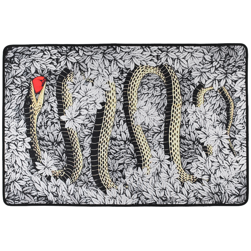 Ковер Snake Fornasetti Rug Серый Черный Бежевый Красный Ковер Snake Fornasetti Rug Серый Черный Бежевый Красный в Костроме | Loft Concept
