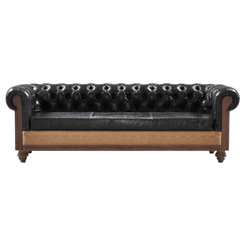 Диван Deconstructed Chesterfield Sofa triple Black leather Коричневый Черный Диван Deconstructed Chesterfield Sofa triple Black leather Коричневый Черный в Костроме | Loft Concept