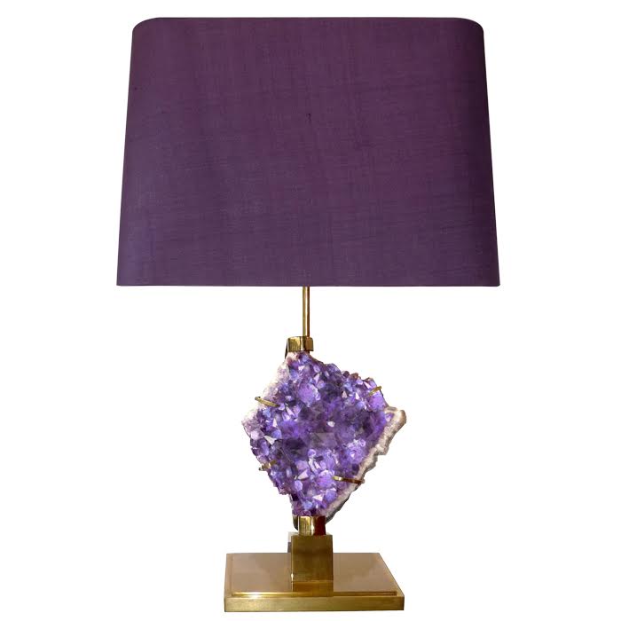 Настольная лампа Bronze and Amethyst Lamp Глянцевое золото Сиреневый Настольная лампа Bronze and Amethyst Lamp Глянцевое золото Сиреневый в Костроме | Loft Concept