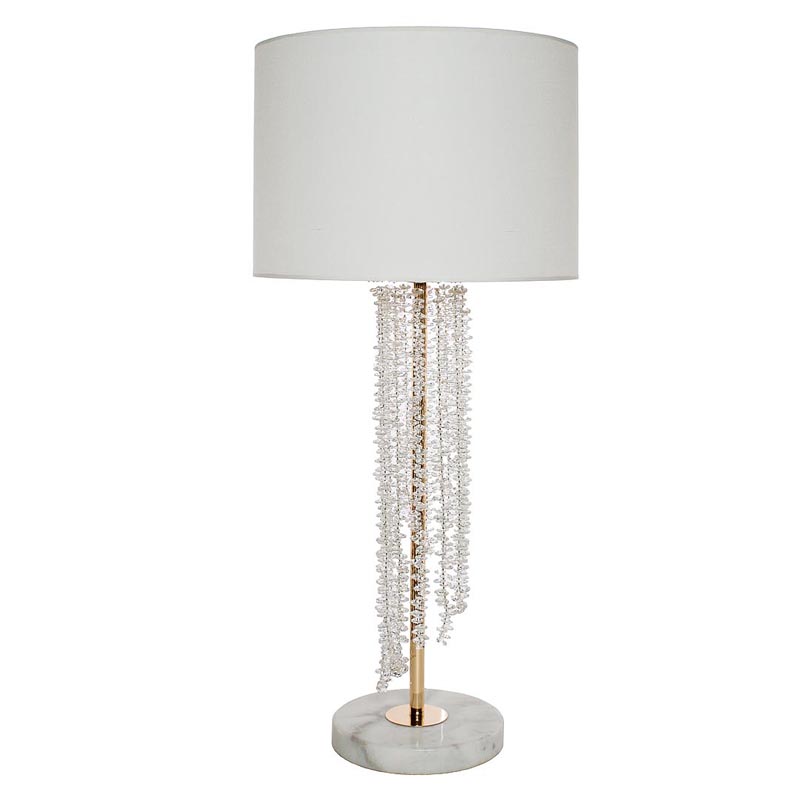 Настольная лампа Crystal Pendants Table Lamp Хром Белый Настольная лампа Crystal Pendants Table Lamp Хром Белый в Костроме | Loft Concept