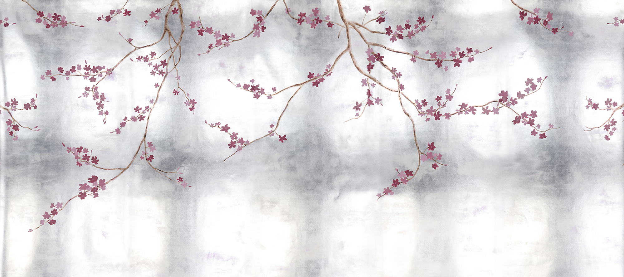 Обои ручная роспись Cherry Tree Special Colourway on Sterling Silver gilded paper Обои ручная роспись Cherry Tree Special Colourway on Sterling Silver gilded paper - постер Loft-Concept в Костроме