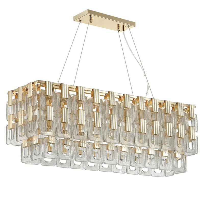 Люстра Ribbed Elements Pendant Linear Золотой Прозрачное Стекло Люстра Ribbed Elements Pendant Linear Золотой Прозрачное Стекло в Костроме | Loft Concept