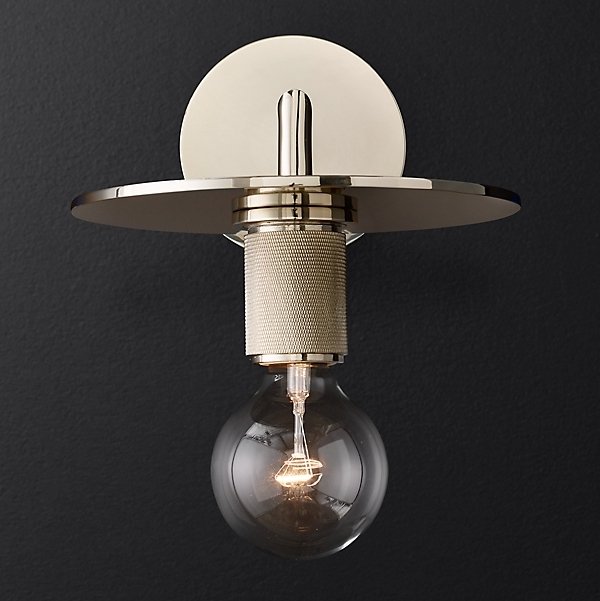 Бра RH Utilitaire Knurled Disk Shade Sconce Silver Никель Бра RH Utilitaire Knurled Disk Shade Sconce Silver Никель в Костроме | Loft Concept