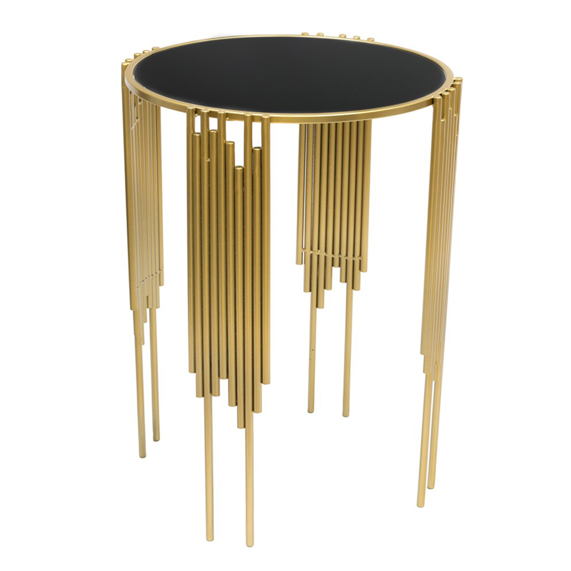 Приставной стол Interior Table черное стекло Черный Золотой Приставной стол Interior Table черное стекло Черный Золотой в Костроме | Loft Concept