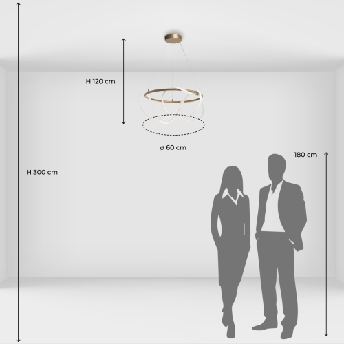 Люстра подвесная круглая золотого цвета с белыми изогнутыми световыми линиями Luke Lampco Tracer Lamp в Костроме