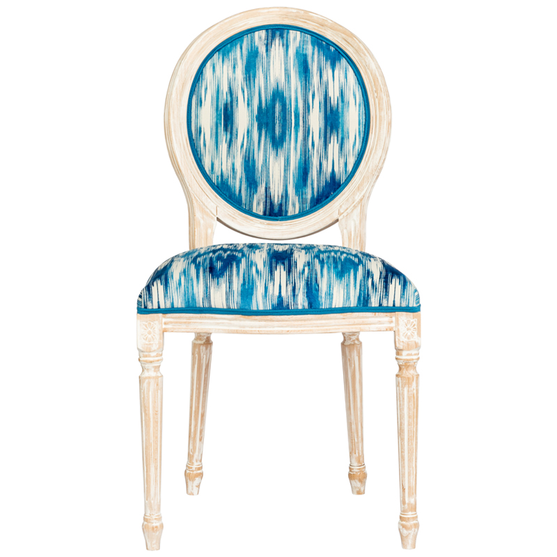 Стул с голубым узором Ikat Pattern Белый Голубой Стул с голубым узором Ikat Pattern Белый Голубой в Костроме | Loft Concept