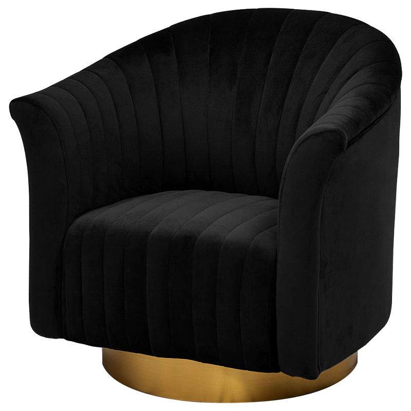 Кресло вращающееся в чёрной велюровой обивке Toronto Black Armchair Черный Золотой Кресло вращающееся в чёрной велюровой обивке Toronto Black Armchair Черный Золотой в Костроме | Loft Concept