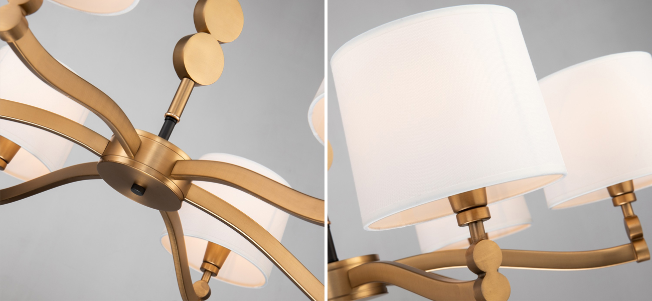 Люстра с абажурами из белой атласной ткани Louise - фото