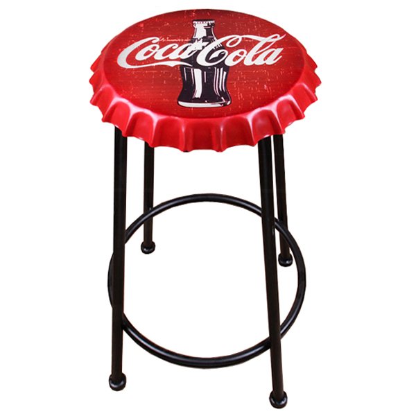 Барный стул Bottle Cap Coca & Cola Черный Красный Барный стул Bottle Cap Coca & Cola Черный Красный в Костроме | Loft Concept