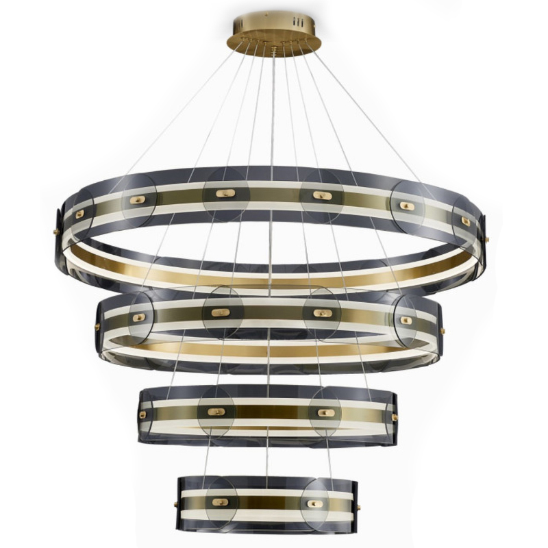 Люстра Gold 3 ring horizontal chandelier Прозрачный Латунь Люстра Gold 3 ring horizontal chandelier Прозрачный Латунь в Костроме | Loft Concept
