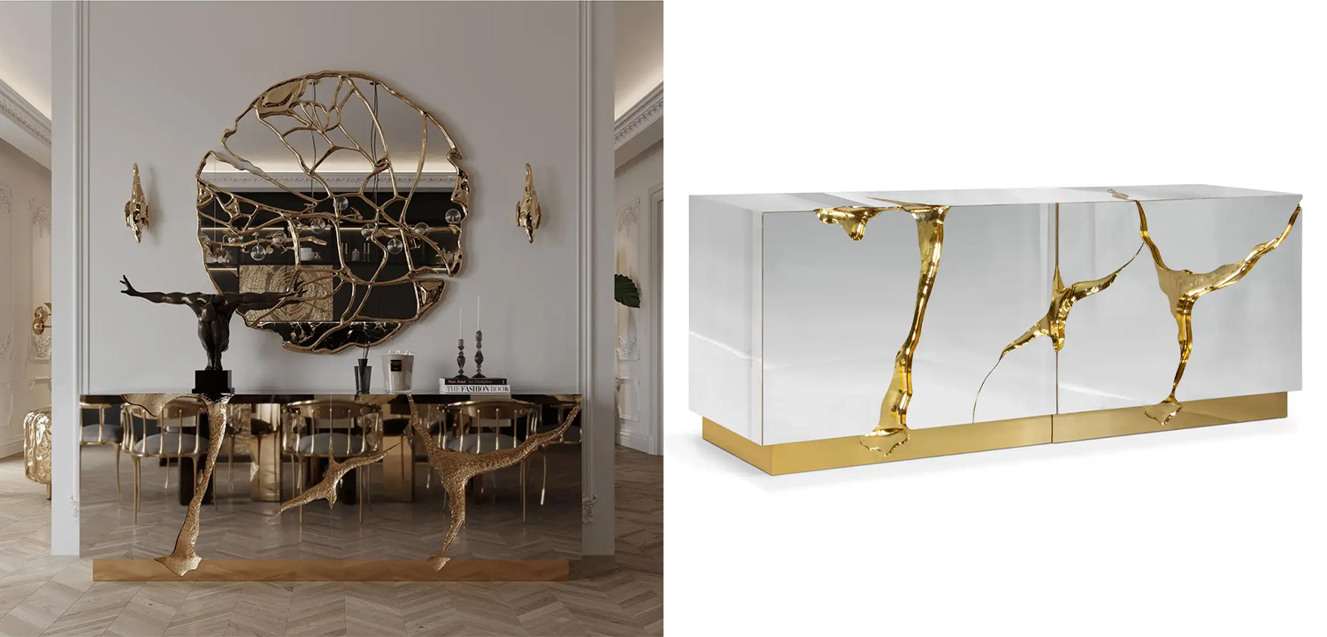 Буфет Modern Contemporary Lapiaz Sideboard Boca do Lobo Mirror - фото