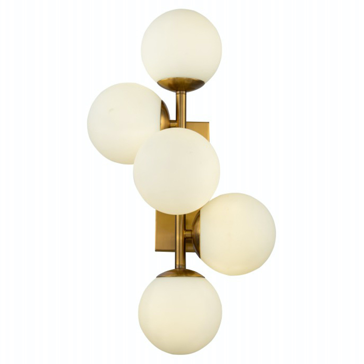 Бра White Balls Sconces Белое матовое стекло Латунь Бра White Balls Sconces Белое матовое стекло Латунь в Костроме | Loft Concept
