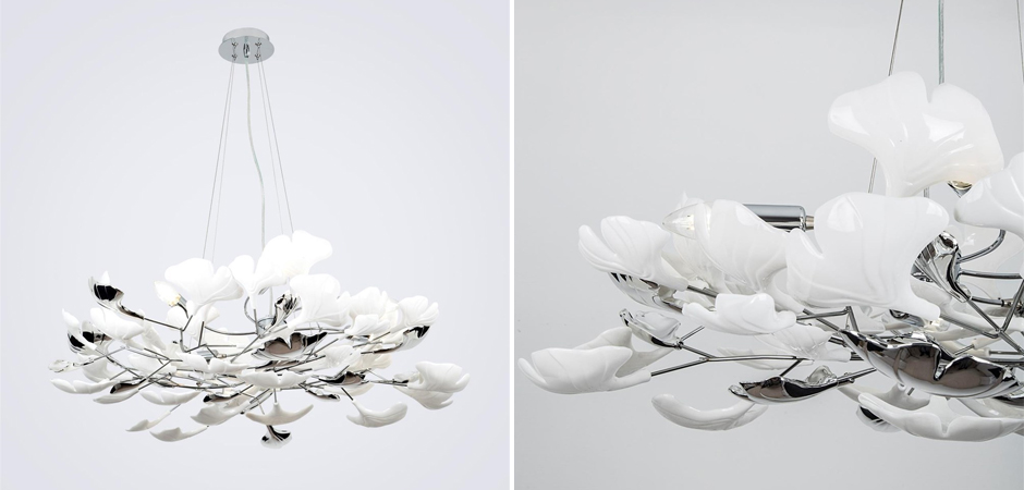 Декоративная люстра Wintery flover Silver с Белыми плафонами Декоративная люстра Wintery flover Silver с Белыми плафонами - Loft-Concept в Костроме