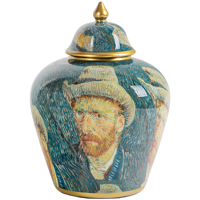 Ваза с крышкой Vincent Van Gogh Vase Изумрудный Золотой Бежевый Мульти Ваза с крышкой Vincent Van Gogh Vase Изумрудный Золотой Бежевый Мульти в Костроме | Loft Concept