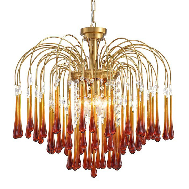 Дизайнерская люстра Amber Drops Chandelier Золотой Янтарный Дизайнерская люстра Amber Drops Chandelier Золотой Янтарный в Костроме | Loft Concept