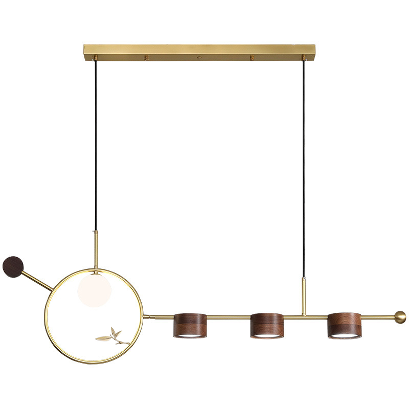 Линейный светильник Metal Wood Ring Leaf Linear Light Золотой Коричневый Линейный светильник Metal Wood Ring Leaf Linear Light Золотой Коричневый в Костроме | Loft Concept