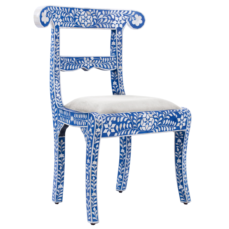 Стул инкрустация костью Bone Inlay Chairs синий Белый Синий Молочный Стул инкрустация костью Bone Inlay Chairs синий Белый Синий Молочный в Костроме | Loft Concept