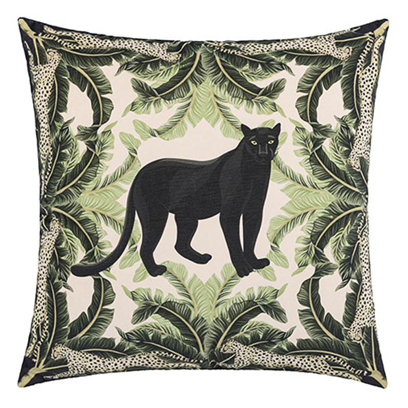 Декоративная подушка Черная Пантера Black Panther Cushion Бежевый Черный Зеленый Декоративная подушка Черная Пантера Black Panther Cushion Бежевый Черный Зеленый в Костроме | Loft Concept