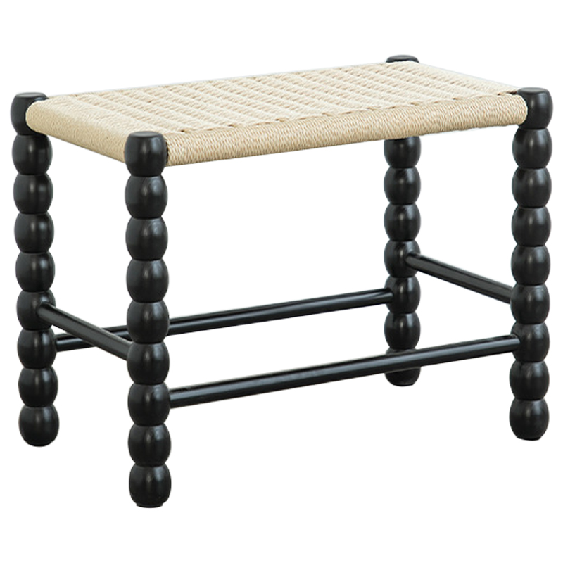 Банкетка French Corner Banquet Black 60 см Черный Бежевый Банкетка French Corner Banquet Black 60 см Черный Бежевый в Костроме | Loft Concept