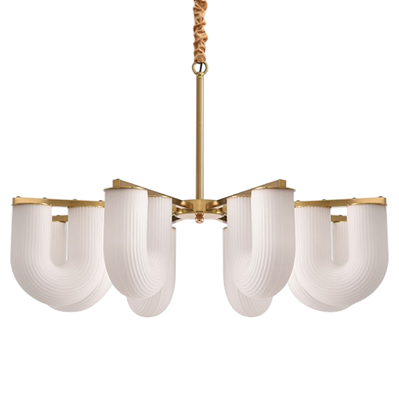 Люстра Berthe Arch Chandelier 8 плафонов Белое матовое стекло Латунь Хром Люстра Berthe Arch Chandelier 8 плафонов Белое матовое стекло Латунь Хром в Костроме | Loft Concept