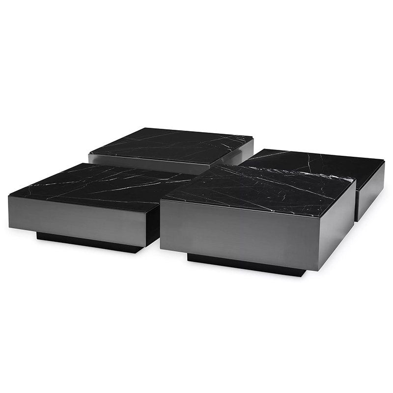 Комплект кофейных столиков Eichholtz Coffee Table Esposito set of 4 Черный Черный Мрамор Nero Комплект кофейных столиков Eichholtz Coffee Table Esposito set of 4 Черный Черный Мрамор Nero в Костроме | Loft Concept