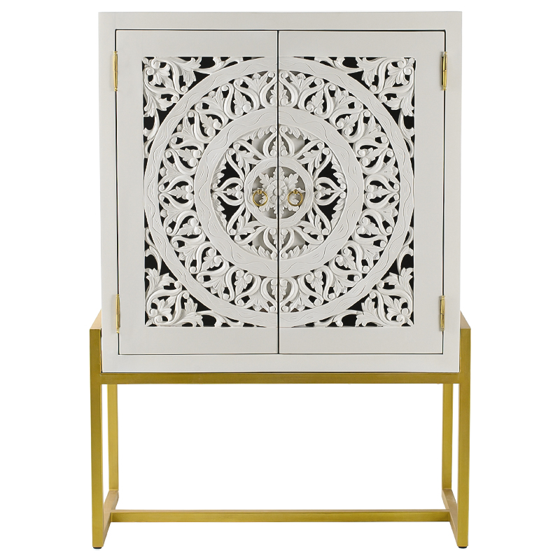 Буфет с резными дверцами Ceara Lace Cabinet Белый Золотой Буфет с резными дверцами Ceara Lace Cabinet Белый Золотой в Костроме | Loft Concept