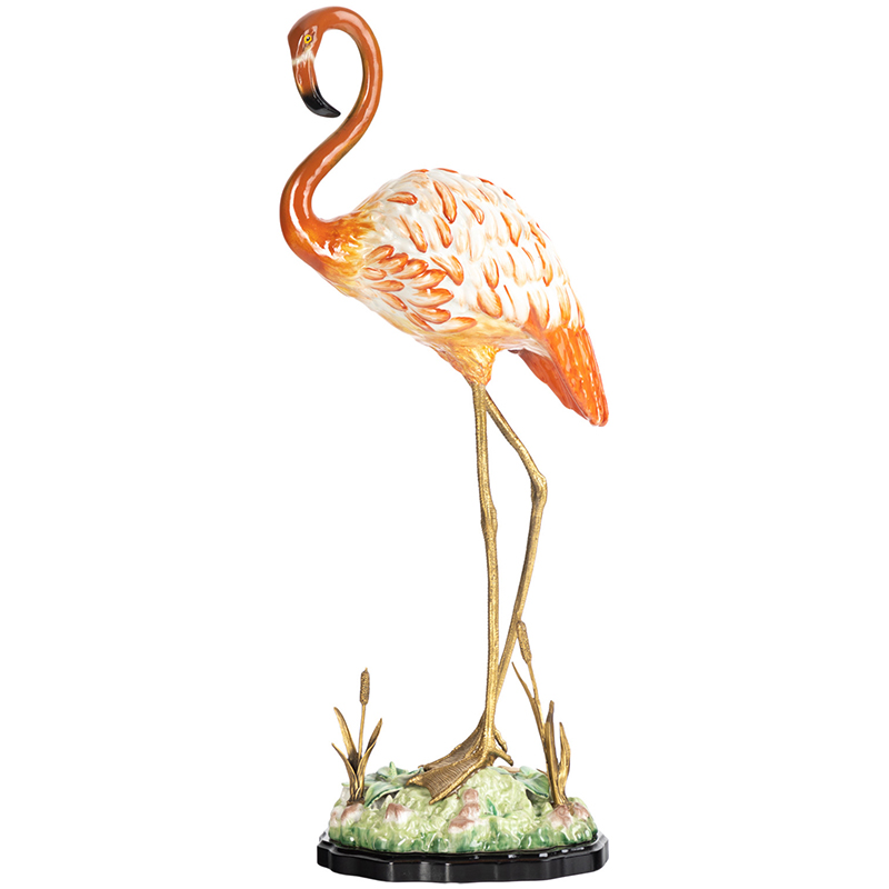 Декоративная статуэтка Flamingos Porcelain Statuette Красный Зеленый Бронза Декоративная статуэтка Flamingos Porcelain Statuette Красный Зеленый Бронза в Костроме | Loft Concept