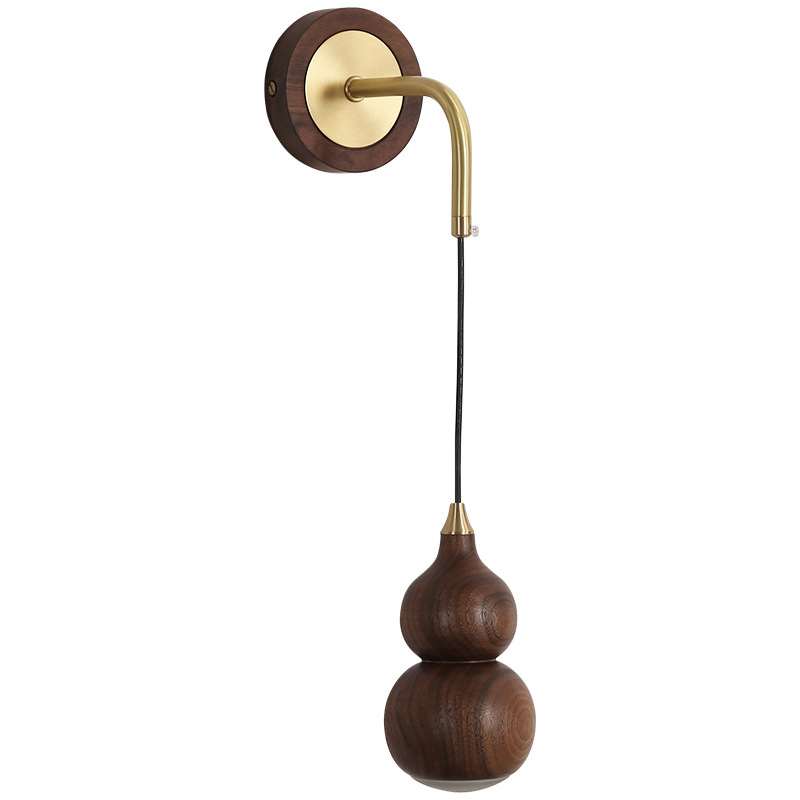 Настенный светильник с плафоном из дерева Neal Wooden Wall Lamp Коричневый Латунь Настенный светильник с плафоном из дерева Neal Wooden Wall Lamp Коричневый Латунь в Костроме | Loft Concept