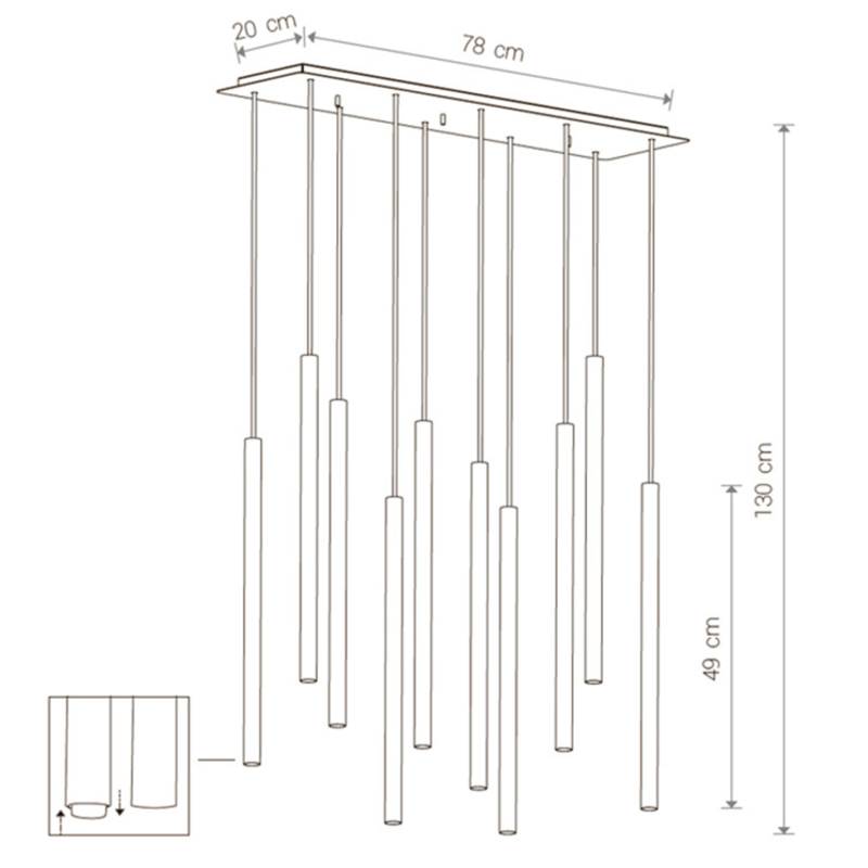 Светильник Trumpet Rectangle Gold 10 плафонов Светильник Trumpet Rectangle Gold 10 плафонов в Костроме