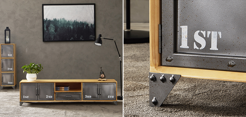 ТВ-тумба Loft Metal and Wood Quadruple ТВ-тумба Loft Metal and Wood Quadruple - Loft-Concept в Костроме