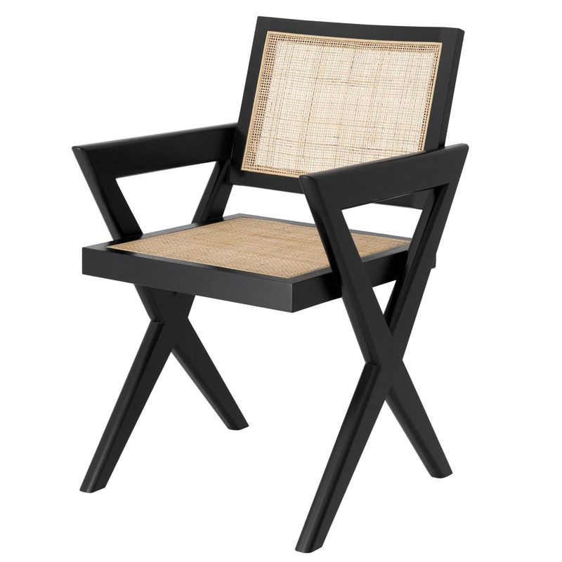 Стул Eichholtz Dining Chair Augustin black Черный Бежевый Стул Eichholtz Dining Chair Augustin black Черный Бежевый в Костроме | Loft Concept