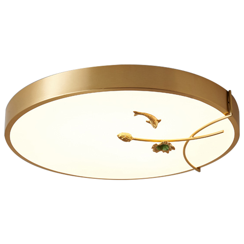 Круглый потолочный светильник Gold Fish Round Ceiling Lamp Золотой Золотой Белый Зеленый Круглый потолочный светильник Gold Fish Round Ceiling Lamp Золотой Золотой Белый Зеленый в Костроме | Loft Concept
