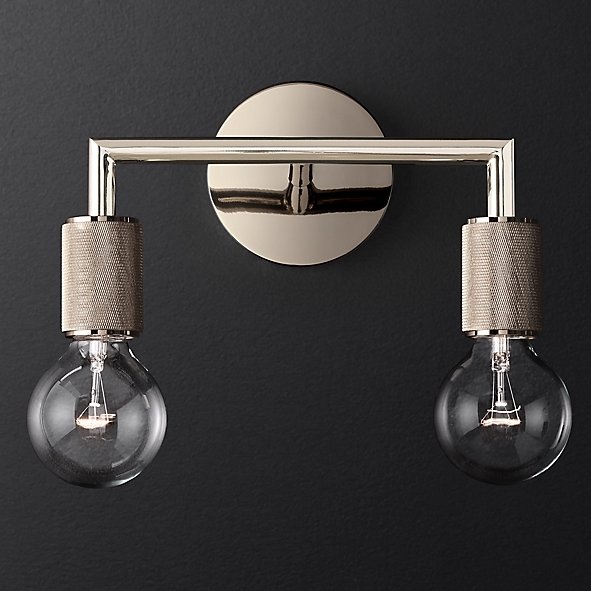 Бра RH Utilitaire Double Sconce Silver Никель Бра RH Utilitaire Double Sconce Silver Никель в Костроме | Loft Concept