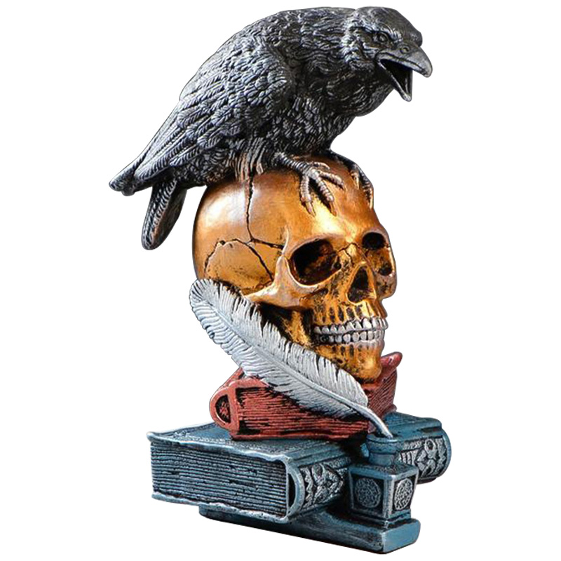 Статуэтка Raven and Skull Золотой Черный Серый (Gray) Статуэтка Raven and Skull Золотой Черный Серый (Gray) в Костроме | Loft Concept