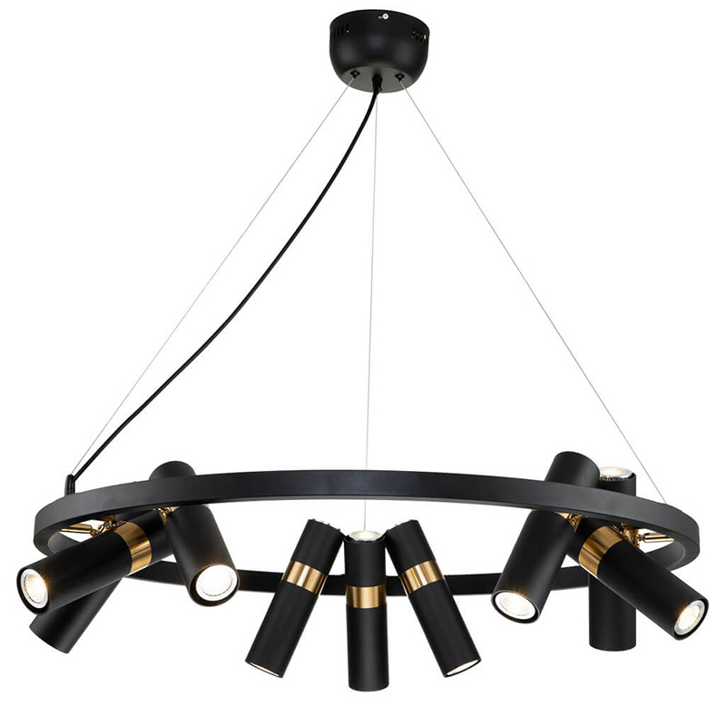 Люстра Rickon Chandelier Spot 18 Черный Золотой Люстра Rickon Chandelier Spot 18 Черный Золотой в Костроме | Loft Concept