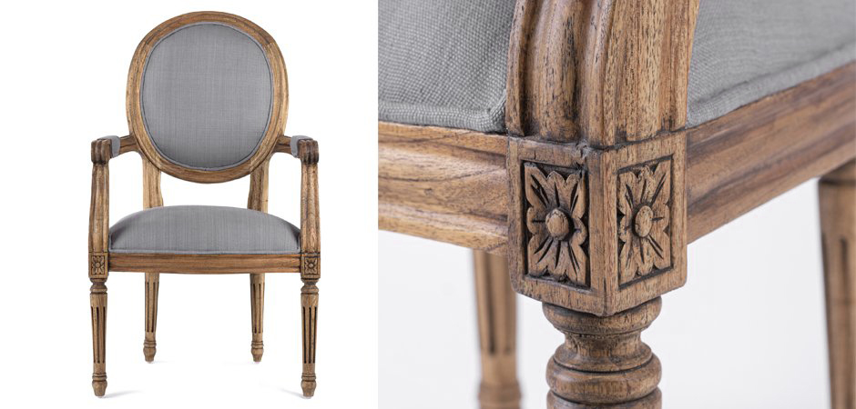 Стул REGENCY MEDALLION ARMCHAIR Gray Linen Стул REGENCY MEDALLION ARMCHAIR Gray Linen - Loft-Concept в Костроме