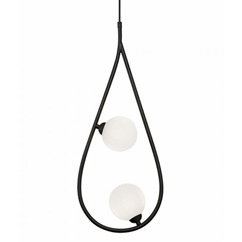 Люстра Marcan 2 Ball Chandelier Black Черный Белый Люстра Marcan 2 Ball Chandelier Black Черный Белый в Костроме | Loft Concept