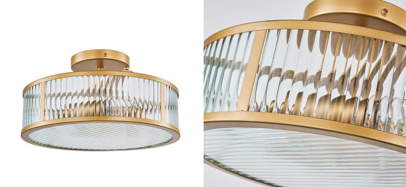 Потолочный светильник  с плафоном из рельефного стекла BEAM OF LIGHT - фото №1