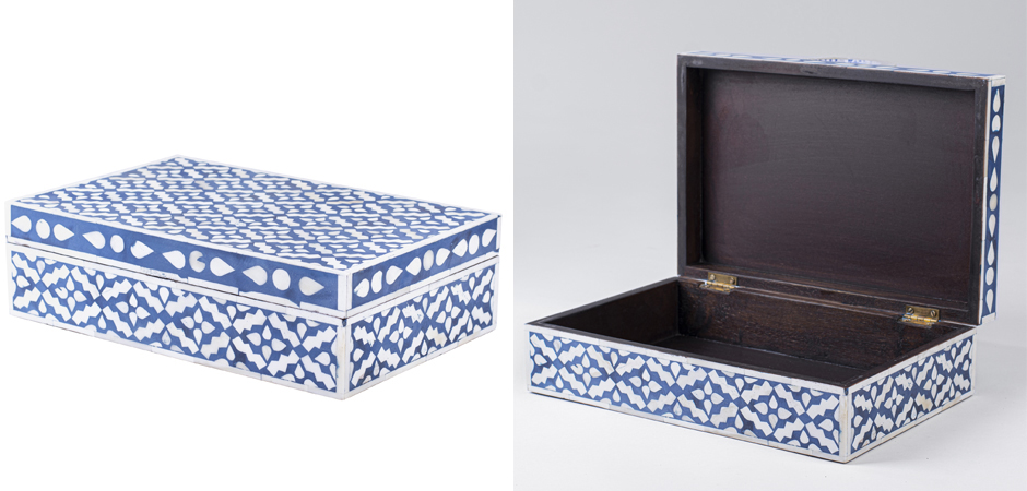 Шкатулка инкрустация костью Pattern Inlay Box Indigo Шкатулка инкрустация костью Pattern Inlay Box Indigo - Loft-Concept в Костроме