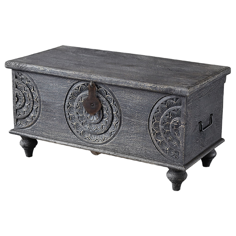 Сундук резной Tushar Carved Wood Chest Серый Коричневый Сундук резной Tushar Carved Wood Chest Серый Коричневый в Костроме | Loft Concept