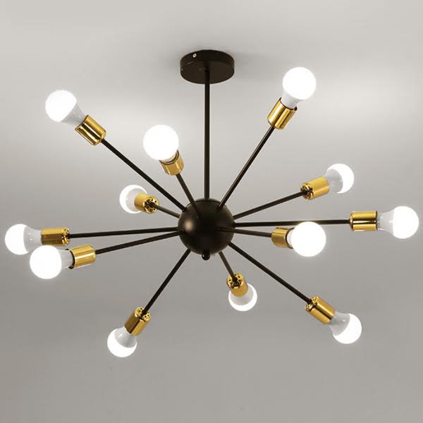 Люстра Sputnik LIGHT JET 12 Black and Gold Черный Глянцевое золото Люстра Sputnik LIGHT JET 12 Black and Gold Черный Глянцевое золото в Костроме | Loft Concept
