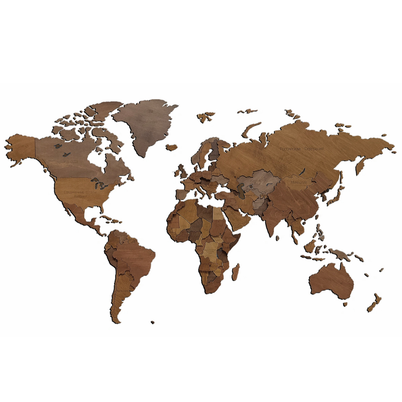 Аксессуар на стену Wooden World Map цвет орех Орех Аксессуар на стену Wooden World Map цвет орех Орех в Костроме | Loft Concept