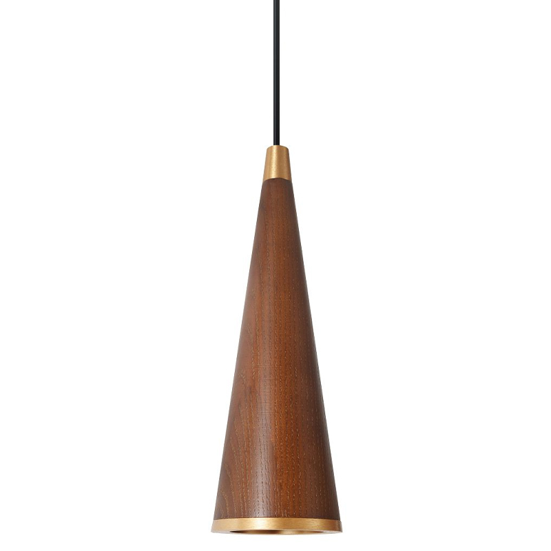 Подвесной светильник с плафоном из темного дерева WOODEN ECO Золотой Коричневый Черный Подвесной светильник с плафоном из темного дерева WOODEN ECO Золотой Коричневый Черный в Костроме | Loft Concept