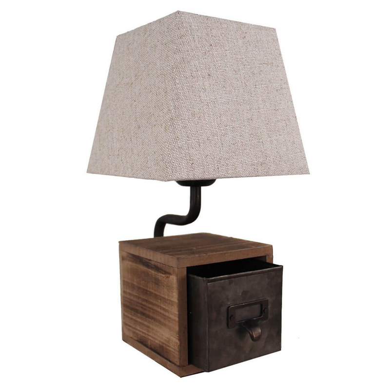 Настольная лампа Loft lamp with box Бежевый Коричневый Настольная лампа Loft lamp with box Бежевый Коричневый в Костроме | Loft Concept
