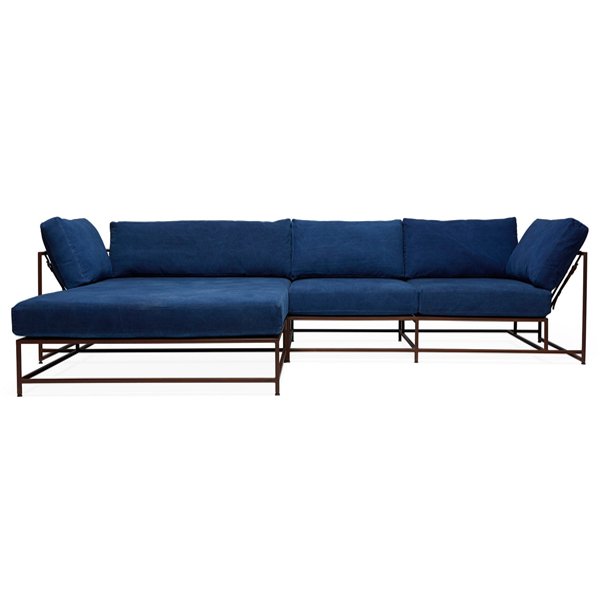 Угловой диван Indigo Denim and copper Sectional sofa Индиго Угловой диван Indigo Denim and copper Sectional sofa Индиго в Костроме | Loft Concept