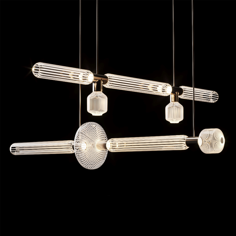 Люстра Pendant Horizontal Глянцевое золото Прозрачный Люстра Pendant Horizontal Глянцевое золото Прозрачный в Костроме | Loft Concept